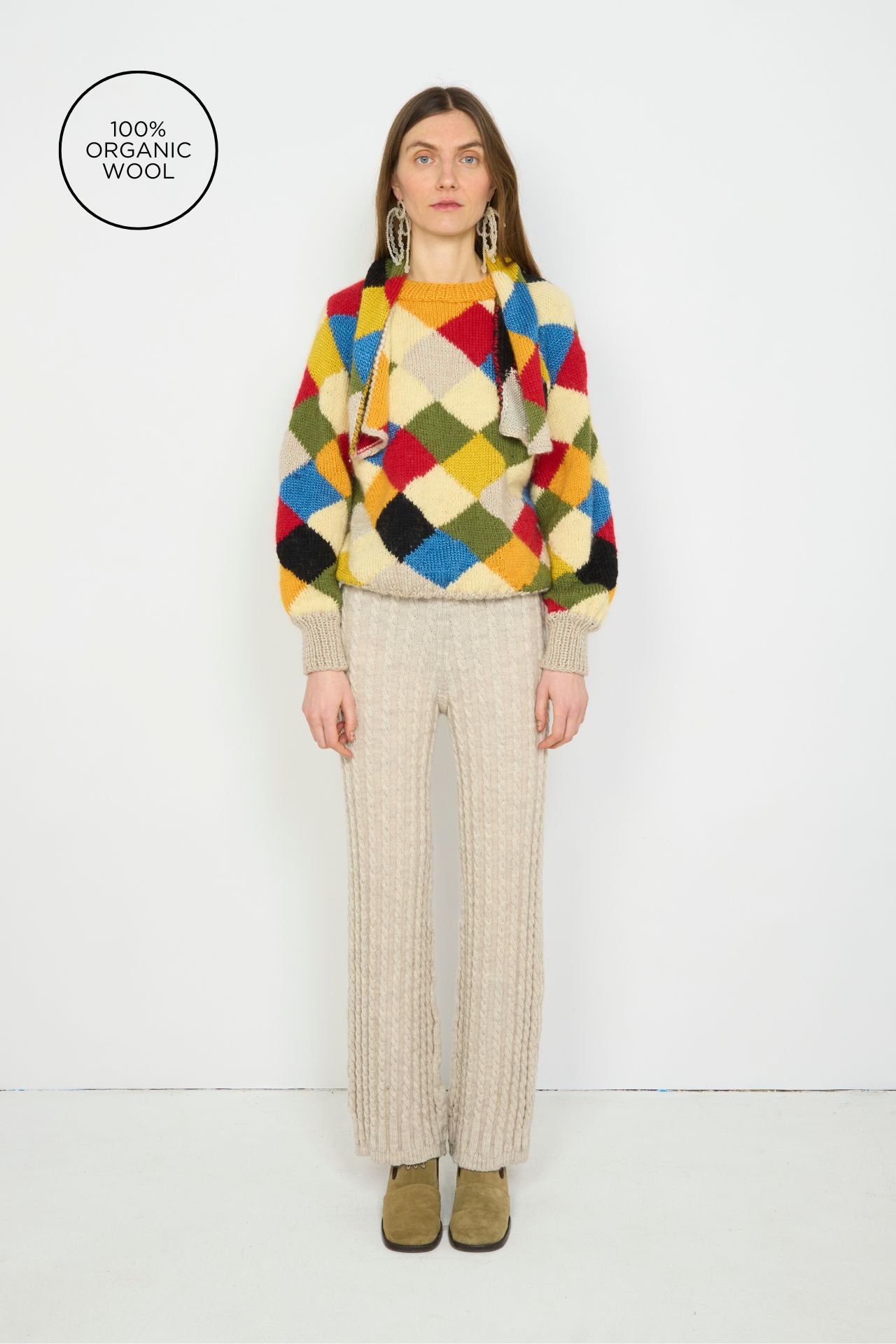 Handknit Sweater With Scarf