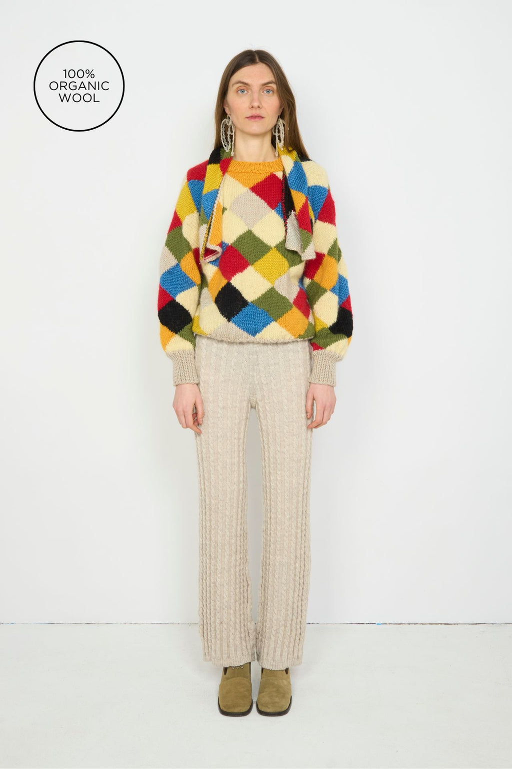 Handknit Sweater With Scarf