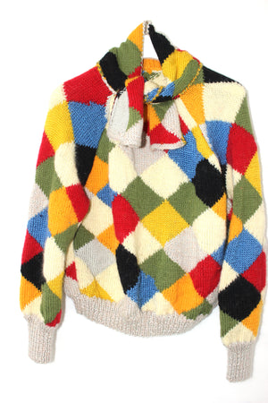 Handknit Sweater With Scarf